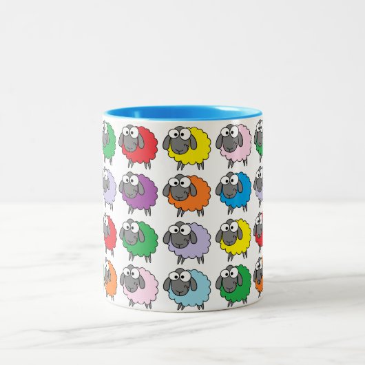 Regenbogen-Schafe Zweifarbige Tasse (Mittel)