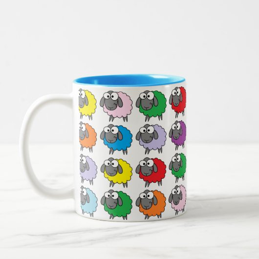 Regenbogen-Schafe Zweifarbige Tasse (Links)