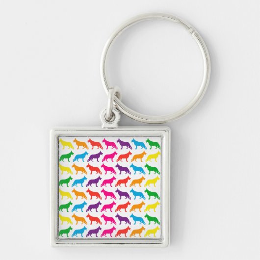 Regenbogen Schäferhunde Schlüsselanhänger (Vorne)