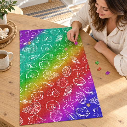Regenbogen-Schalmuster 50 cm x 75 cm Puzzle
