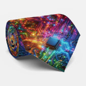 Regenbogen-Schaltplatine Krawatte – Buntes Tech-Ge (Gerollt)
