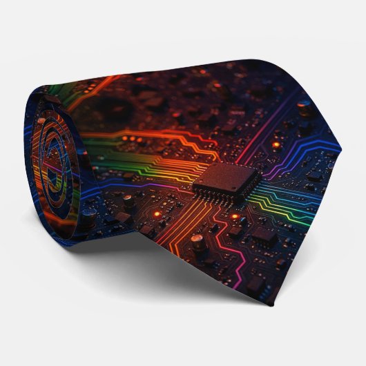 Regenbogen-Schaltplatine Krawatte – Buntes Tech-Ge (Gerollt)