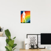 Regenbogen schattenrisshafte Frau Poster (Heimbüro)