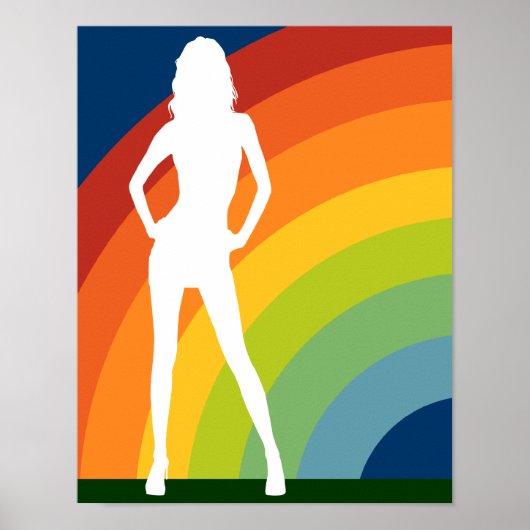 Regenbogen schattenrisshafte Frau Poster (Vorne)