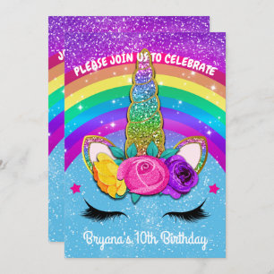 Regenbogen-ScheinGlittery Einladung