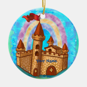 Regenbogen Schloss Keramik Ornament