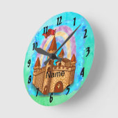 Regenbogen Schloss Runde Wanduhr (Winkel)
