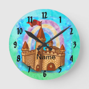 Regenbogen Schloss  Runde Wanduhr