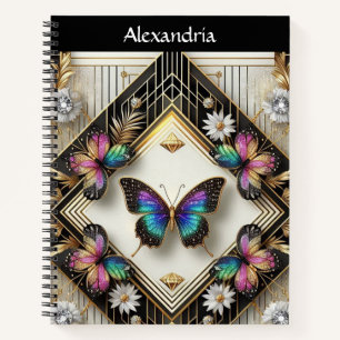 Regenbogen Schmetterling Art Deco Notizblock