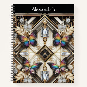 Regenbogen Schmetterling Art Deco Notizblock