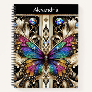Regenbogen Schmetterling Art Deco Notizblock