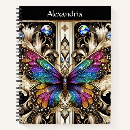 Regenbogen Schmetterling Art Deco Notizblock (Vorderseite)