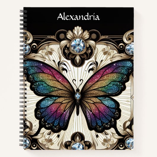 Regenbogen Schmetterling Art Deco Notizblock (Vorderseite)