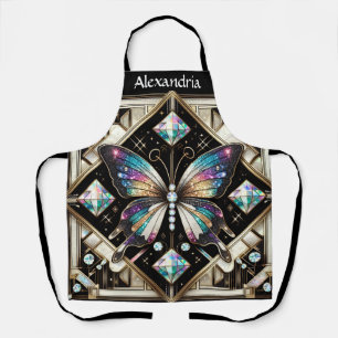 Regenbogen Schmetterling Art Deco Schürze