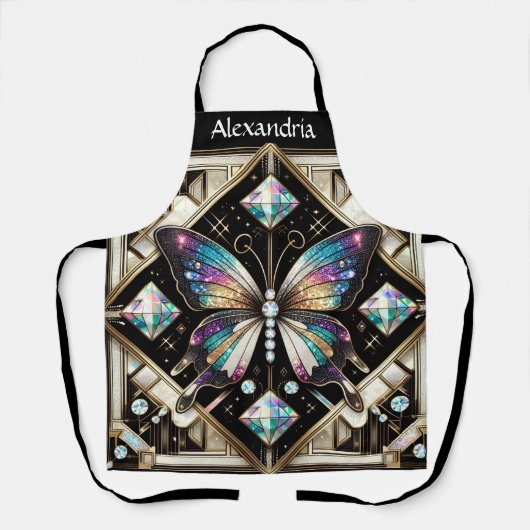 Regenbogen Schmetterling Art Deco Schürze (Vorderseite)