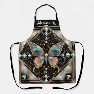 Regenbogen Schmetterling Art Deco Schürze
