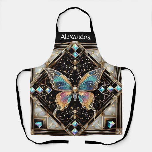 Regenbogen Schmetterling Art Deco Schürze (Vorderseite)