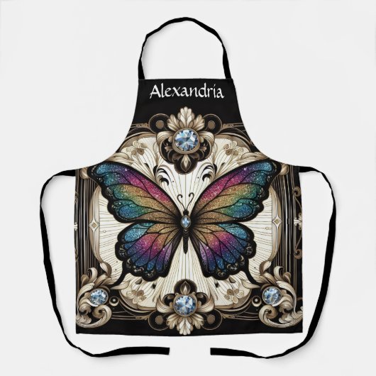 Regenbogen Schmetterling Art Deco Schürze (Vorderseite)
