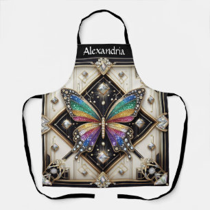 Regenbogen Schmetterling Art Deco Schürze