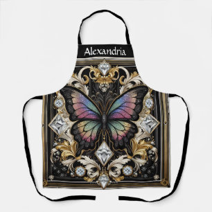Regenbogen Schmetterling Art Deco Schürze