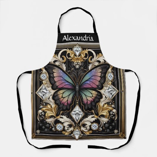 Regenbogen Schmetterling Art Deco Schürze (Vorderseite)