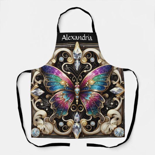 Regenbogen Schmetterling Art Deco Schürze (Vorderseite)