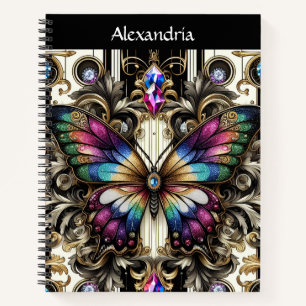 Regenbogen-Schmetterling-Art-Deco-Spiral-Notizbuch Notizblock