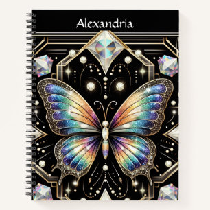 Regenbogen-Schmetterling-Art-Deco-Spiralblock Notizblock