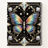 Regenbogen-Schmetterling-Art-Deco-Spiralblock Notizblock (Rückseite)