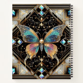 Regenbogen-Schmetterling-Art-Deco-Spiralblock Notizblock (Rückseite)
