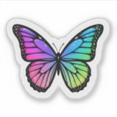 Regenbogen Schmetterling Aufkleber Bunt Y2K Ästhet (Vorderseite)