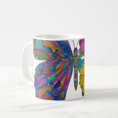 Regenbogen-Schmetterling-Blumen-Keramik-Kaffeetass Kaffeetasse (Vorderseite Links)