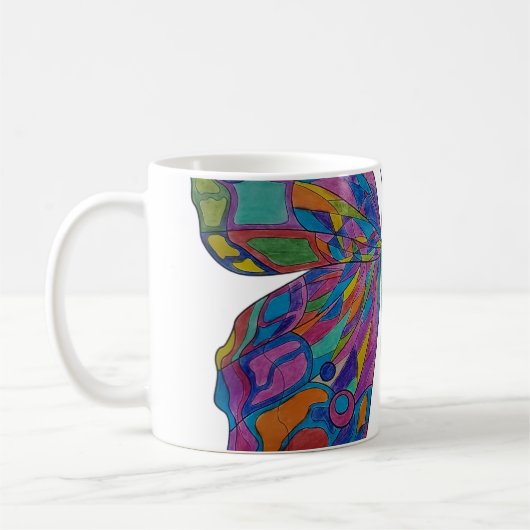 Regenbogen-Schmetterling-Blumen-Keramik-Kaffeetass Kaffeetasse (Links)