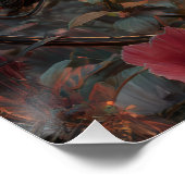 Regenbogen-Schmetterling Dunkle Florale Fantasie Poster (Ecke)