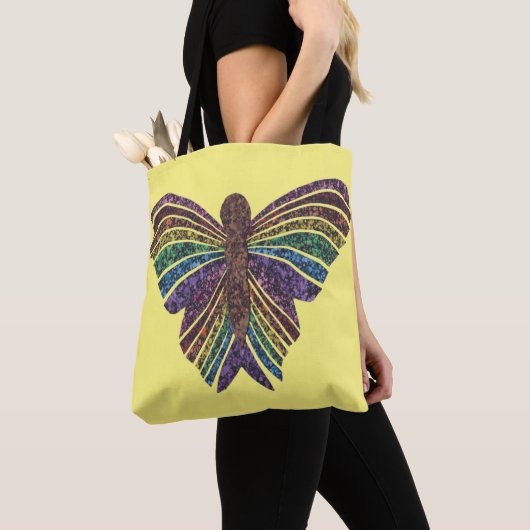 Regenbogen Schmetterling (gelb) - Tote Tasche (Von Nahem)