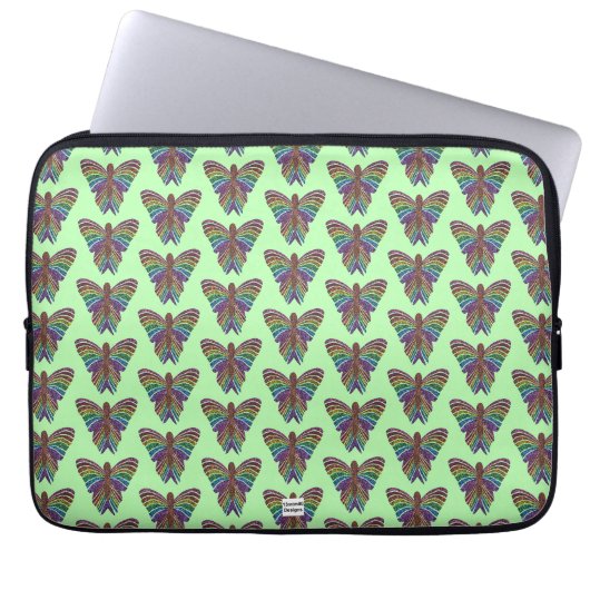 Regenbogen-Schmetterling (hellgrün) - Laptop-Hülle Laptopschutzhülle (Vorderseite)