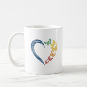 Regenbogen Schmetterling Herz Vintage Gravur Desig Kaffeetasse