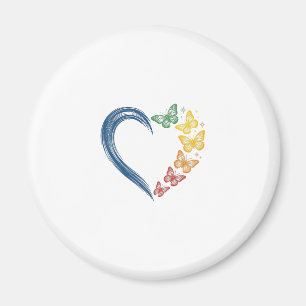 Regenbogen Schmetterling Herz Vintage Gravur Desig Magnet