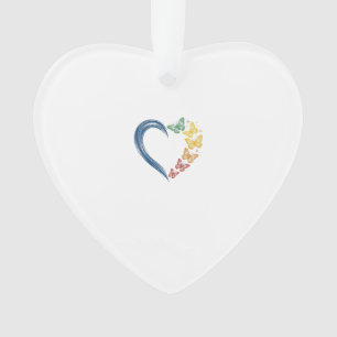 Regenbogen Schmetterling Herz Vintage Gravur Desig Ornament