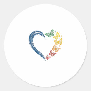 Regenbogen Schmetterling Herz Vintage Gravur Desig Runder Aufkleber