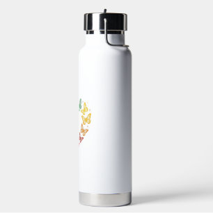 Regenbogen Schmetterling Herz Vintage Gravur Desig Trinkflasche