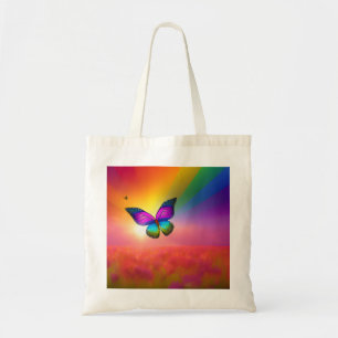 Regenbogen-Schmetterling im Feld Tragetasche