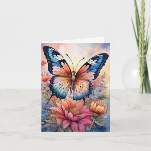 Regenbogen-Schmetterling in einem Blumengarten Bla (Vorderseite)