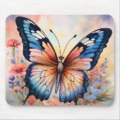 Regenbogen-Schmetterling in einem Blumengarten Mousepad (Vorne)