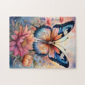 Regenbogen-Schmetterling in einem Blumengarten Puzzle (Horizontal)