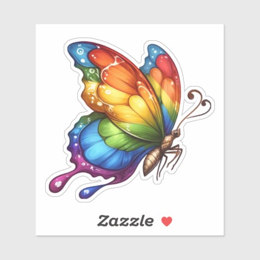 Regenbogen-Schmetterling in Flight Waterproof Aufkleber (Blatt)