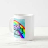 Regenbogen-Schmetterling Kaffeetasse (Vorderseite Links)