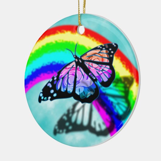 Regenbogen-Schmetterling Keramik Ornament (Links)