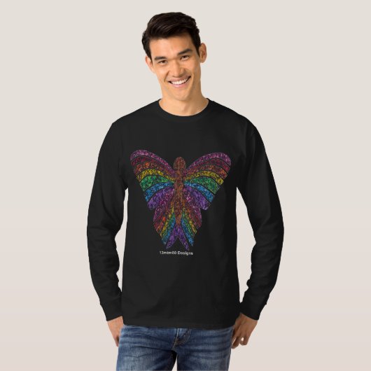 Regenbogen-Schmetterling (lebhaft) - Männer-L-Sieb T-Shirt (Vorne ganz)