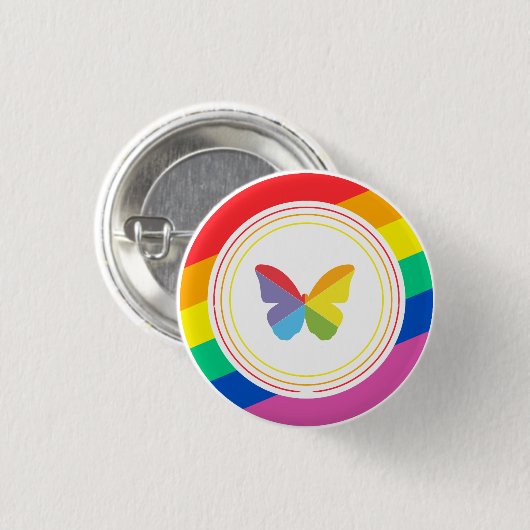 Regenbogen-Schmetterling-LGBTQ+-Pride-Button Button (Vorne & Hinten)